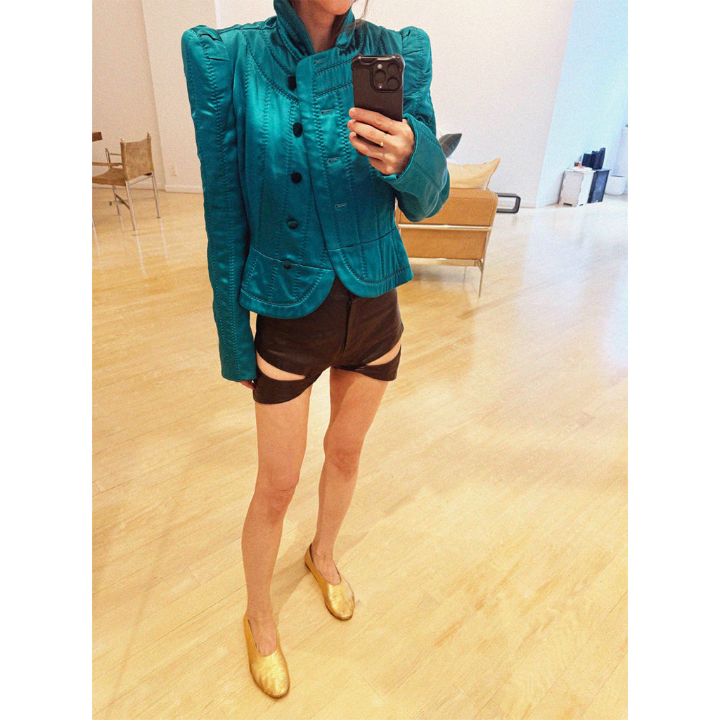 →YVES SAINT LAURENT QUILTED SILK BLAZER← SANG A SELECTS