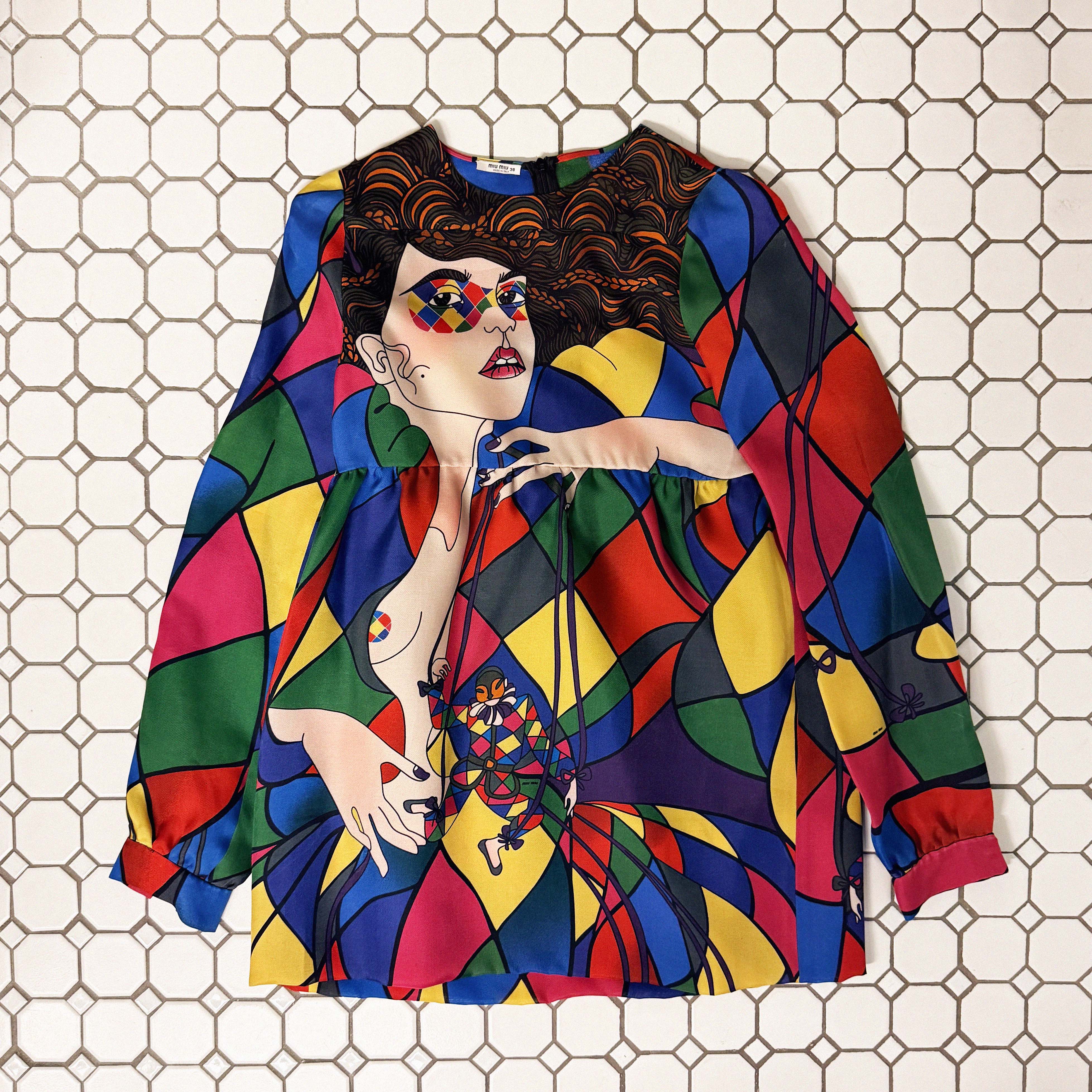 →MIU MIU HARLEQUIN PRINT SILK MINI DRESS← SANG A SELECTS